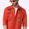Men’s Self Design Orange Denim Military Jacket 1 Men’s Self Design Orange Denim Military Jacket -Us Military Jacket Mens Self Design Orange Denim Military Jacket