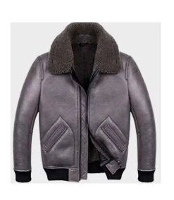 Men’s Shearling Grey Sheepskin B2 Leather Jacket