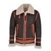 Mens Sheepskin Flying Brown Orange Jacket 1 Mens Sheepskin Flying Brown Orange Jacket -Us Military Jacket Mens Sheepskin Flying Brown Orange Jacket
