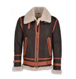 Mens Sheepskin Flying Brown Orange Jacket