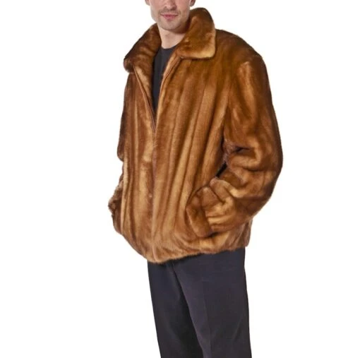 Men’s Brown Real Mink Fur Winter Warm Jacket 4 Men’s Brown Real Mink Fur Winter Warm Jacket - Image 2