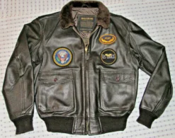 Men’s Top Gun G-1 Black Goatskin Leather Bomber Jacket