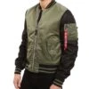Men’s Varsity Flight Ma‐1 Green And Black Jacket -Us Military Jacket Mens Varsity Flight Ma‐1 Green And Black Jacket