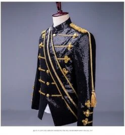 Military Drummer Steampunk Sequin Black Parade Jacket 7 Military Drummer Steampunk Sequin Black Parade Jacket -Us Military Jacket Military Drummer Steampunk Sequin Parade Jacket