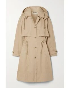 Military Natural Hooded Cotton Trench Coat