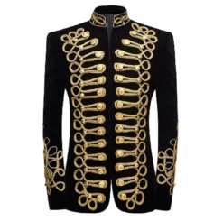 Military Velvet Black Steampunk Jacket