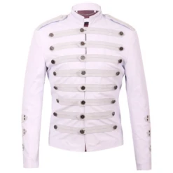 Military White Leather Parade Jacket