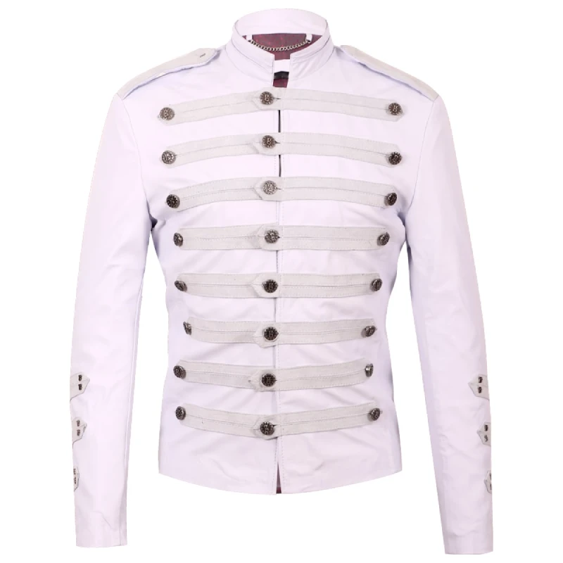 Military White Leather Parade Jacket 3 Military White Leather Parade Jacket