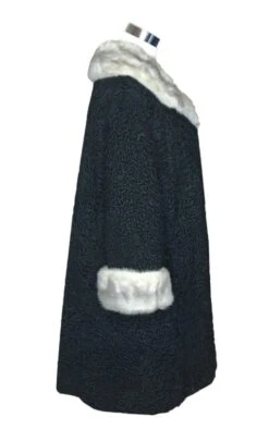 Persian Lamb With Mink Fur Cuffs & Collar Women Trench Coat -Us Military Jacket Mink Fur Collar Cuffs Persian Astrakhan Lamb Women Trench Coat