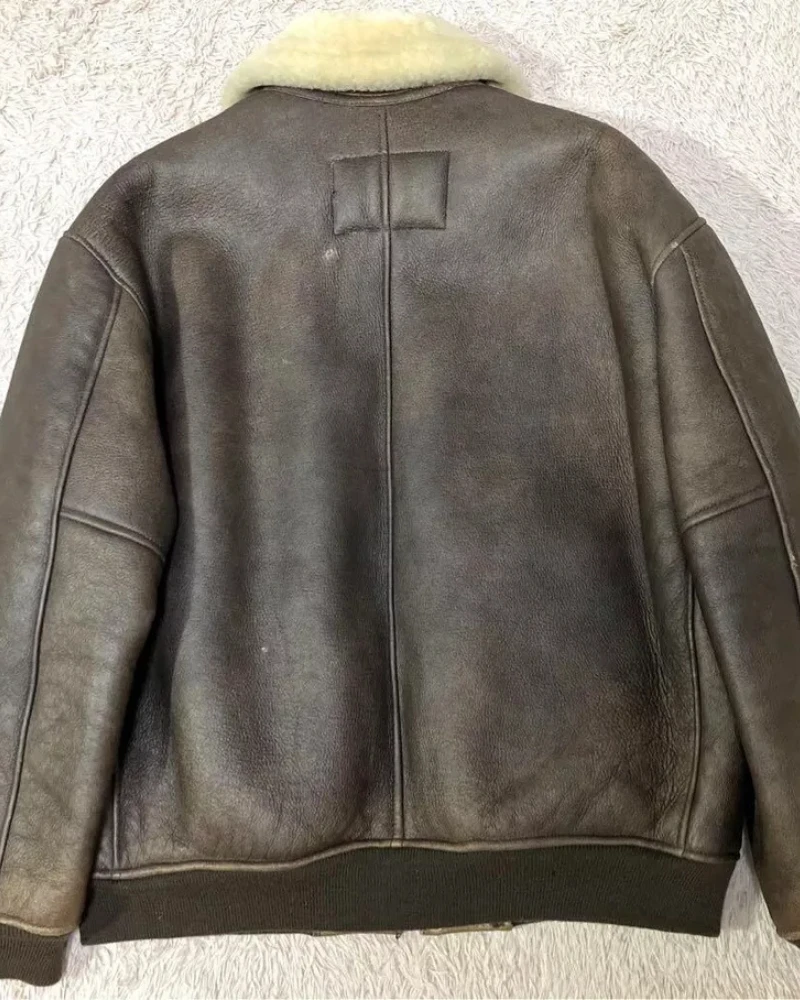 NAFNAF Type B-3 Brown Leather Flight Mouton Bomber Jacket 4 NAFNAF Type B-3 Brown Leather Flight Mouton Bomber Jacket - Image 2