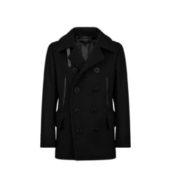 New Melton Black Wool Peacoat