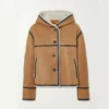 New Women Brown Lambskin Leather B-3 Shearling Hooded Jacket