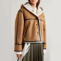 New Women Brown Lambskin Leather B-3 Shearling Hooded Jacket -Us Military Jacket New Women Brown Lambskin Leather B 3 Shearling Hooded Jacket