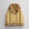 New Women’s B-3 Light Brown Sheepskin Leather Shearling Aviator Jacket -Us Military Jacket New Womens B 3 Light Brown Sheepskin Leather Shearling Aviator Jacket