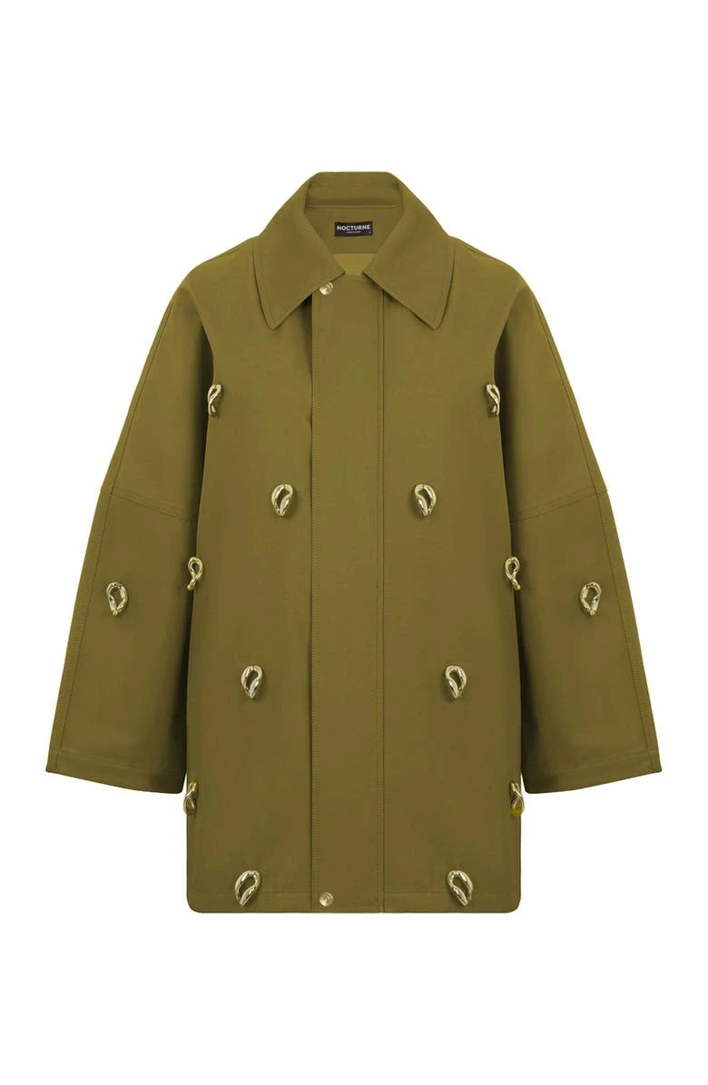 Nocturne Khaki Chained Trench Coat 3 Nocturne Khaki Chained Trench Coat