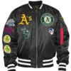 Oakland Athletics Bomber Ma-1 Jacket 2 Oakland Athletics Bomber Ma-1 Jacket -Us Military Jacket Oakland Athletics Ma 1 Bomber Full zip Black Satin Jacket