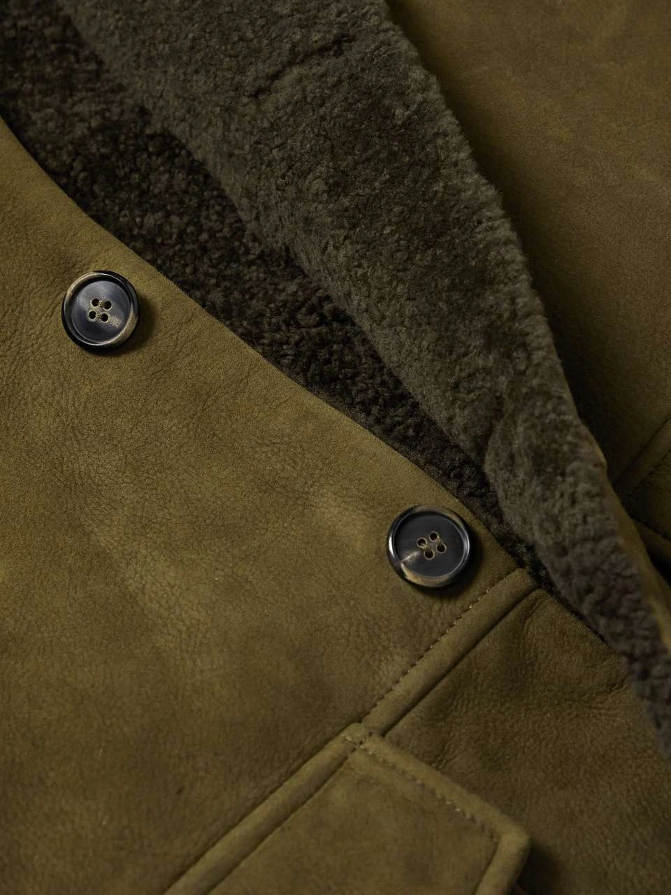Olive Green Slim-Fit Suede Coat 4 Olive Green Slim-Fit Suede Coat - Image 2