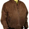 Pantere Nere Printed Brown Suede Ma-1 Bomber Jacket -Us Military Jacket Pantere Nere Printed Brown Suede Ma 1 Bomber Jacket 1