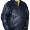 Perforated Ma-1 Navy Blue Leather Bomber Jacket -Us Military Jacket Perforated Ma 1 Navy Blue Leather Bomber Jacket
