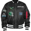 Ma-1 Philadelphia Eagles Black Bomber Jacket 2 Ma-1 Philadelphia Eagles Black Bomber Jacket -Us Military Jacket Philadelphia Eagles Ma 1 Satin Black Bomber Jacket 1