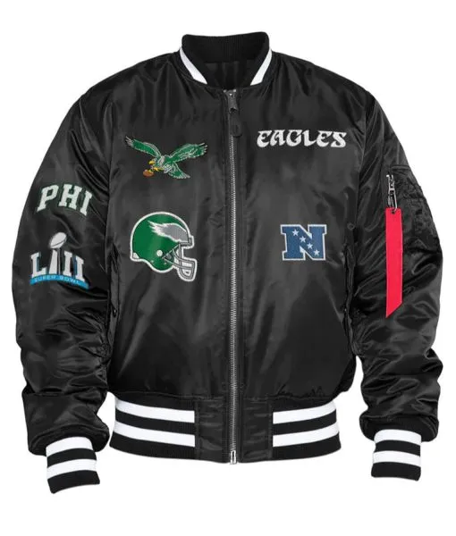 Ma-1 Philadelphia Eagles Black Bomber Jacket 3 Ma-1 Philadelphia Eagles Black Bomber Jacket