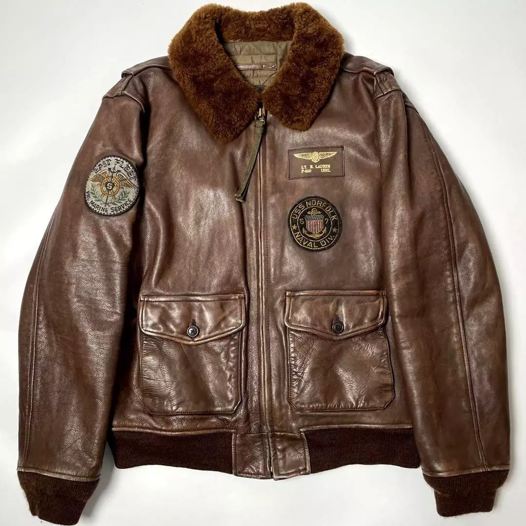 Polo Ralph Lauren G-1 Brown Cowhide Leather Flight Jacket 3 Polo Ralph Lauren G-1 Brown Cowhide Leather Flight Jacket