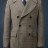 Prince Of Wales Gray Check Wool Peacoat -Us Military Jacket Prince Of Wales Gray Check Wool Peacoat scaled 1