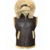 RAF B3 Shearling Vest With Hooded Fur Collar -Us Military Jacket RAF B3 Shearling Vest With Hooded Fur Collar
