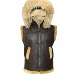 RAF B3 Shearling Vest With Hooded Fur Collar