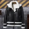 Raymond-SF Bomber Hooded Shearling Leather Jacket -Us Military Jacket Raymond SF Black Bomber Hooded Shearling Genuine Leather Jacket 1
