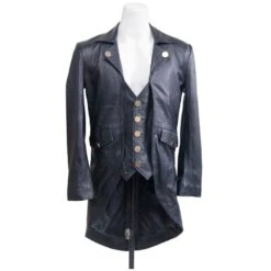 Real Leather Black Tail Coat