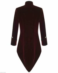 Red Velvet Goth Steampunk Victorian Tail Coat Jacket -Us Military Jacket Red Velvet Goth Steampunk Victorian Tail Coat Jacket 1