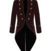 Red Velvet Goth Steampunk Victorian Tail Coat Jacket -Us Military Jacket Red Velvet Goth Steampunk Victorian Tail Coat Jacket
