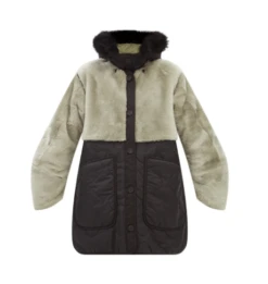 Women’s Hooded Shearling & Nylon Coat