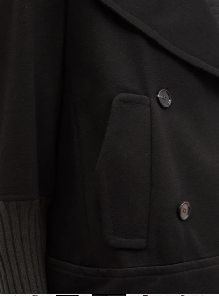 Ribbed Cuff Wool Double Breasted Peacoat 3 Ribbed Cuff Wool Double Breasted Peacoat - Image 2