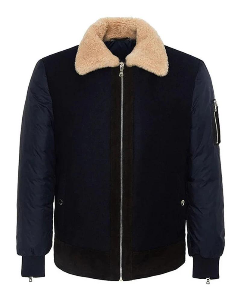 Robert Men’s Aviator Navy Blue Wool Jacket 3 Robert Men’s Aviator Navy Blue Wool Jacket