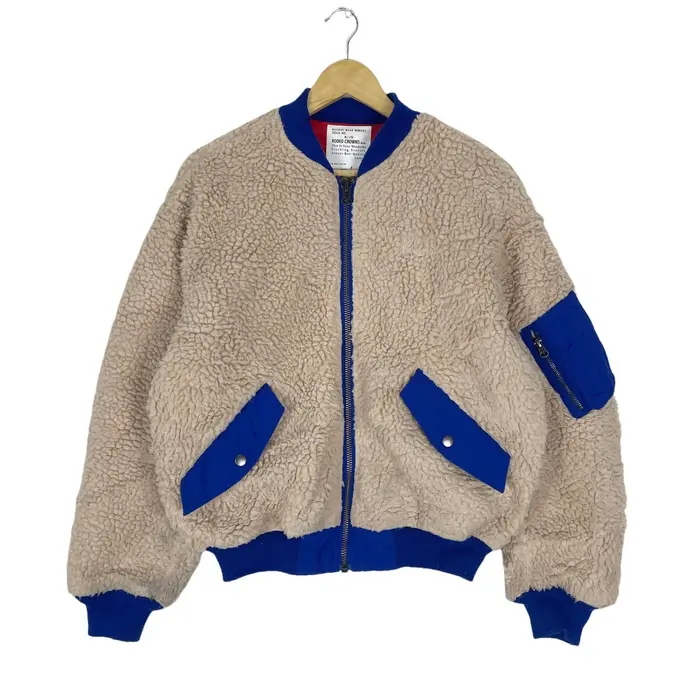 Rodeo Crowns Deep Pile Ma-1 Cream Fleece Jacket 3 Rodeo Crowns Deep Pile Ma-1 Cream Fleece Jacket