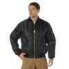 Rothco Black Quilted Ma-1 Flight Jacket -Us Military Jacket Rothco Black Quilted Ma 1 Flight Jacket