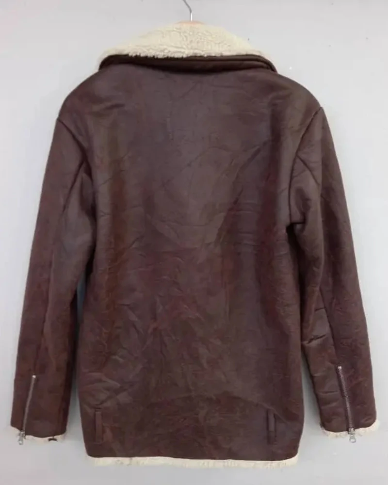 SLY Asymmetric B-3 Maroon Shearling Jacket 6 SLY Asymmetric B-3 Maroon Shearling Jacket - Image 4