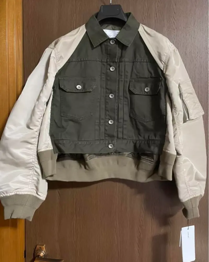 Sacai Women’s Reconstructed Denim Ma-1 Jacket 3 Sacai Women’s Reconstructed Denim Ma-1 Jacket