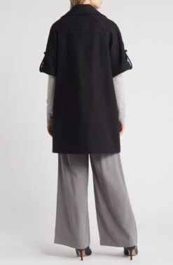 Sam Edelman Black Double Breasted Cape Coat -Us Military Jacket Sam Edelman Black Double Breasted Cape Coat