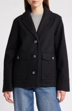 Sam Edelman Black Patch Pocket Short Coat