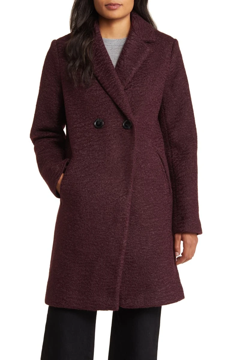Sam Edelman Bouclé Burgandy Tweed Double Breasted Coat 3 Sam Edelman Bouclé Burgandy Tweed Double Breasted Coat