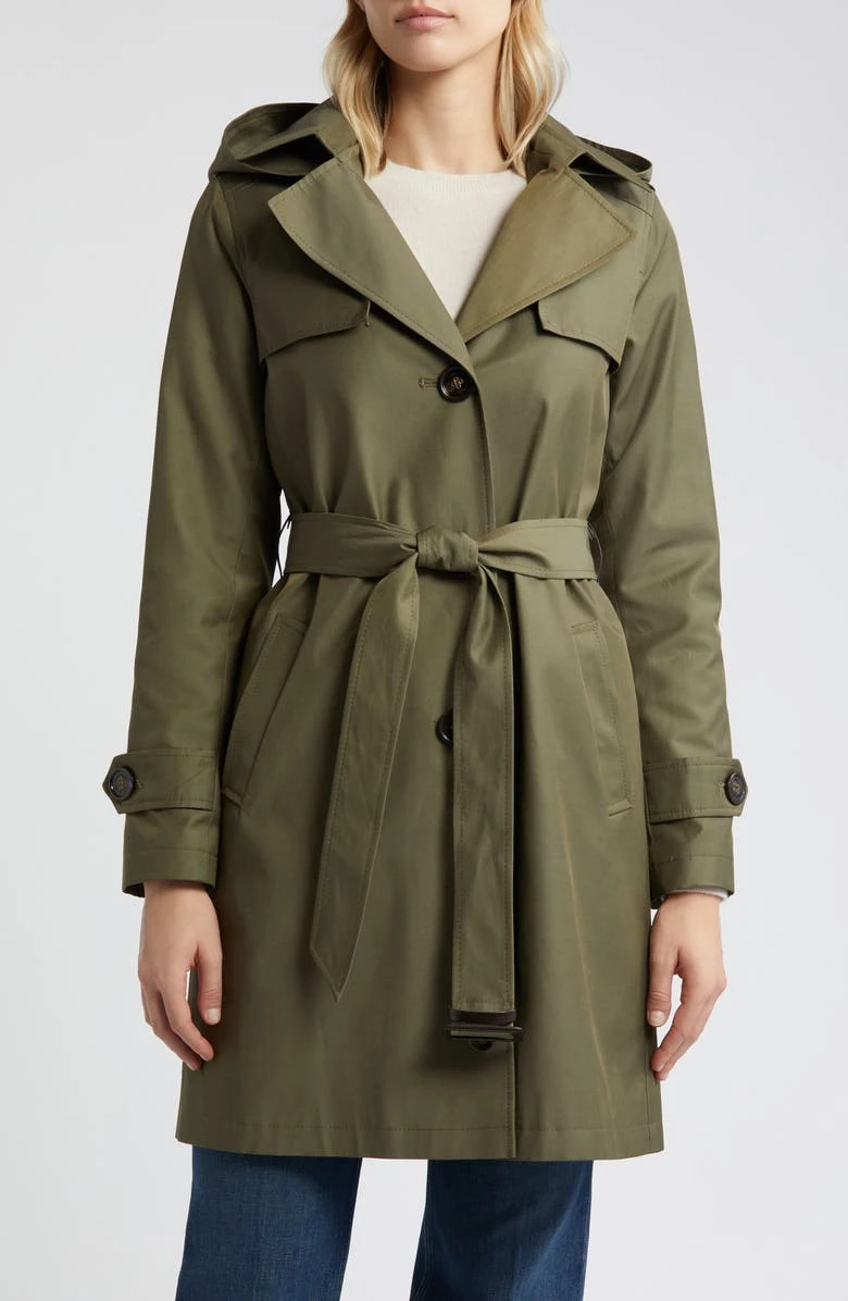 Sam Edelman Cotton Loden Trench Coat With Removable Hood 3 Sam Edelman Cotton Loden Trench Coat With Removable Hood