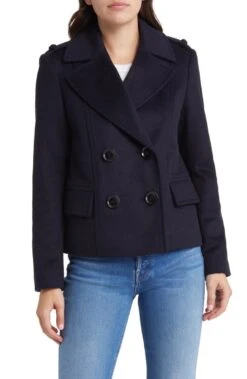 Sam Edelman Mavy Blue Wool Blend Peacoat