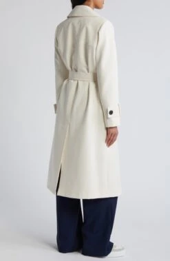 Sam Edelman Modern Ivory Double Breasted Belted Trench Coat -Us Military Jacket Sam Edelman Modern Ivory Double Breasted Belted Coat