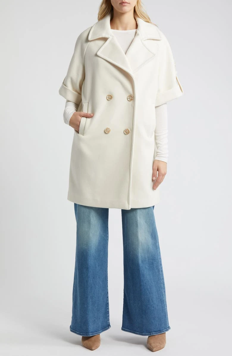 Sam Edelman Modern Ivory Double Breasted Cape Coat 3 Sam Edelman Modern Ivory Double Breasted Cape Coat