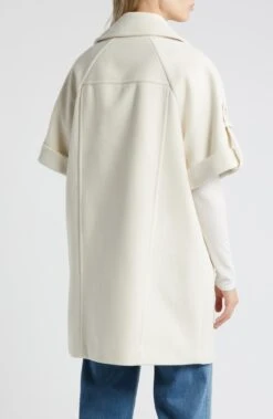 Sam Edelman Modern Ivory Double Breasted Cape Coat 5 Sam Edelman Modern Ivory Double Breasted Cape Coat -Us Military Jacket Sam Edelman Modern Ivory Double Breasted Cape Coat