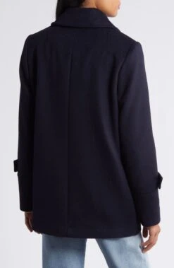 Sam Edelman Navy Blue Wool Blend Peacoat -Us Military Jacket Sam Edelman Navy Blue Peacoat