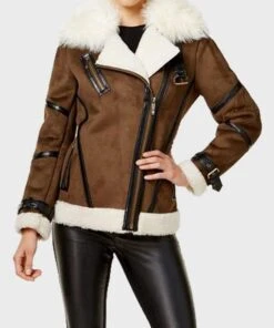 Sandra Brown Faux Fur Real Leather Jacket